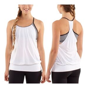 Lululemon Women's White Striped Tank Top size 6